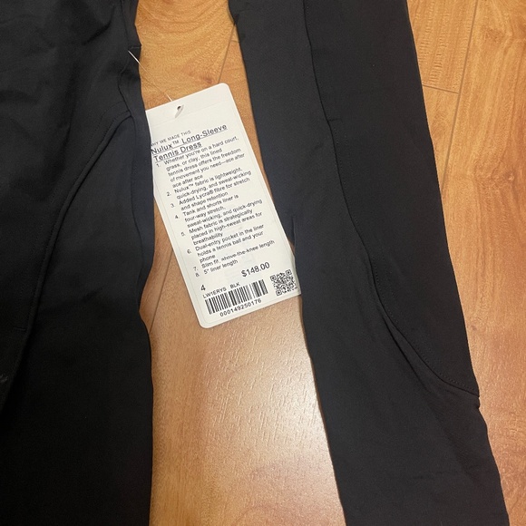 Lululemon Women Long Sleeve Tennis Dress Black Sz 4 New With Tag - Picture 10 of 10